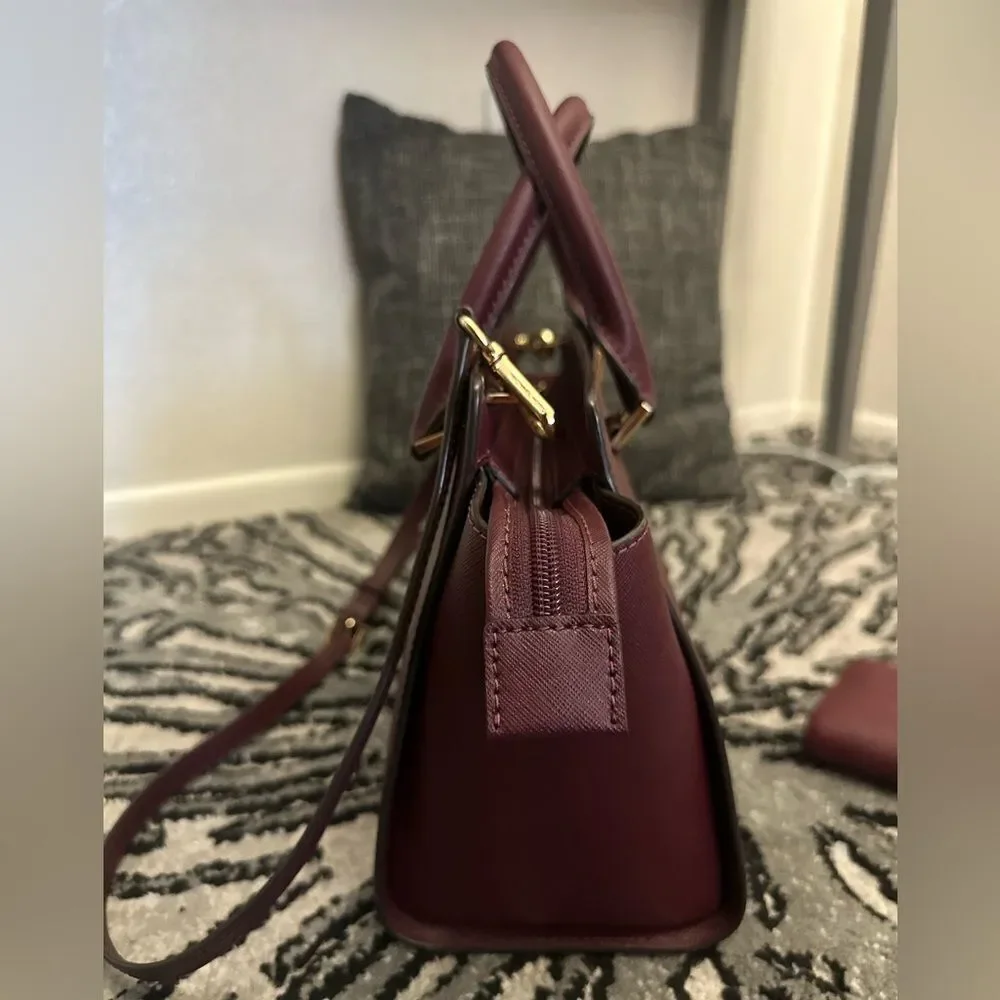 Michael Kors Burgundy Salma Medium Handbag and Wallet Set